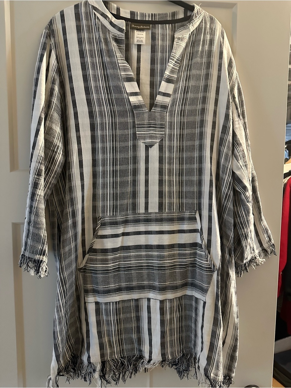 Tommy bahamma Striped Hooded Dress/ Beach CoverUp - Black & White NEW. Lge